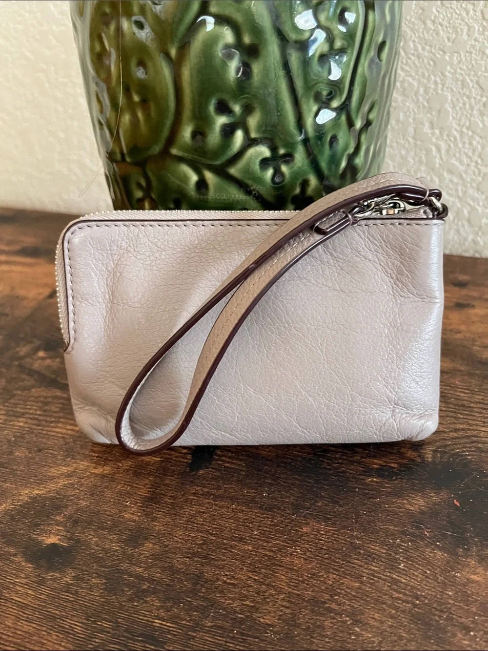 Coach Pebble Leather Double Zip Wristlet
